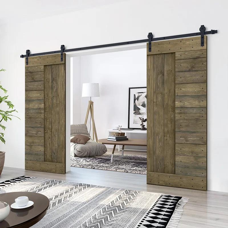 Calhome 84'' Solid Wood Paneled Painted with Installation Hardware Kit Barn Door