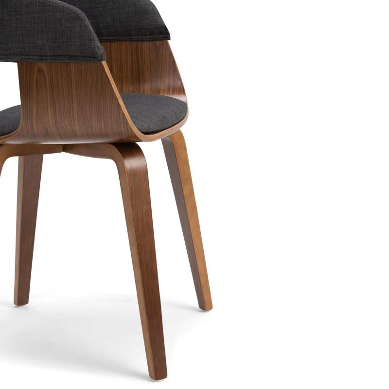 Lowell Bentwood Upholstered Dining Chair with Curved Backrest in Mid-Century Modern Style