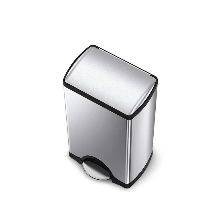 simplehuman 38 Liter / 10 Gallon Rectangular Kitchen Step Trash Can, Brushed Stainless Steel