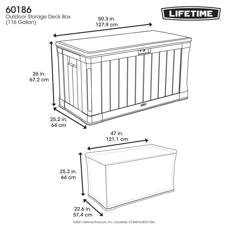 Lifetime Lifetime 50.3'' W 116 Gallons Water Resistant Polyethylene Plastic Lockable Deck Box in Tan