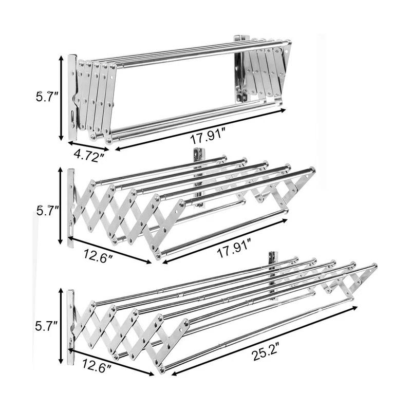 JASODI F07TG7H1NK Stainless Steel Space-Saving Towel Rack, Wall Mounted Retractable Huge Capacity Drying Rack