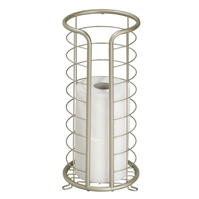 mDesign Metal Toilet Paper Holder Stand, Freestanding 3 Roll Reserve