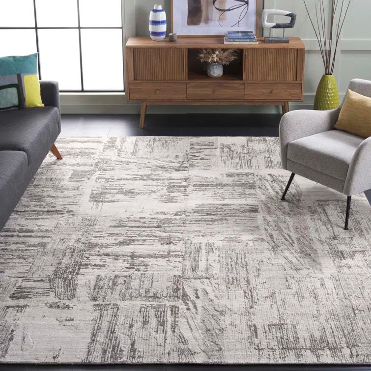Safavieh Bedford Loomed Viscose/Wool/Cotton Performance Abstract Rug in Gray/Ivory