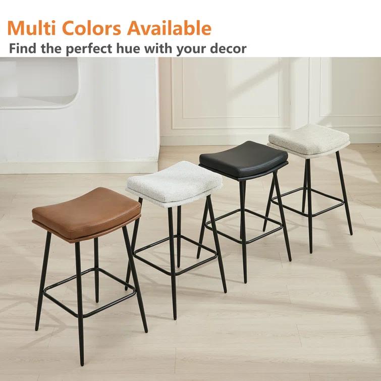 George Oliver Upholstered 26" Backless Saddle Barstools