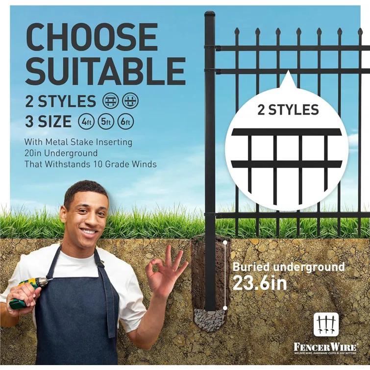 Fencer Wire Fencer Wire 4/ 5/ 6FT H X 6FT W Heavy Duty Flat Top Fence Barrier Panel, Anti-Rust Metal Fencing Panel, Pack of 5