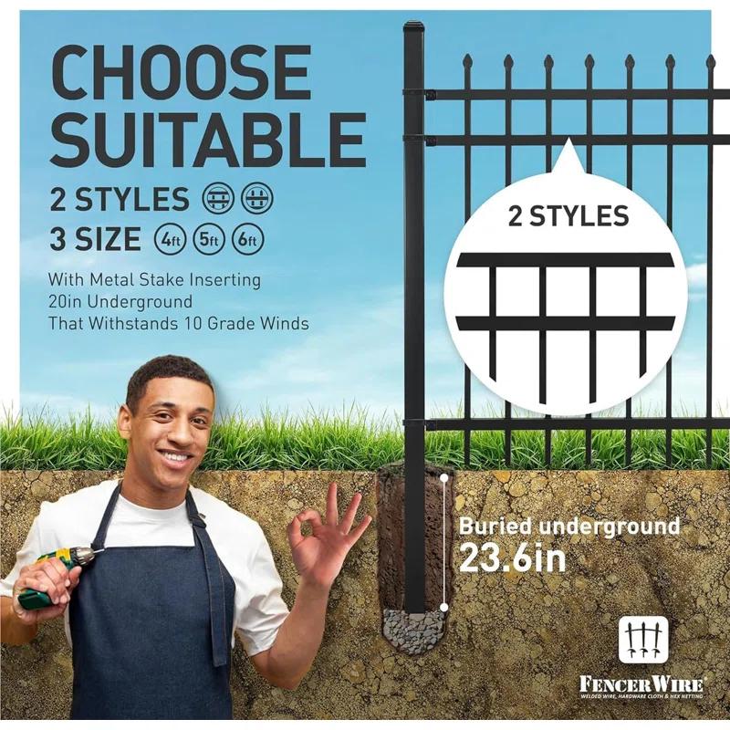 Fencer Wire Fencer Wire 4/ 5/ 6FT H X 6FT W Heavy Duty Flat Top Fence Barrier Panel, Anti-Rust Metal Fencing Panel, Pack of 5