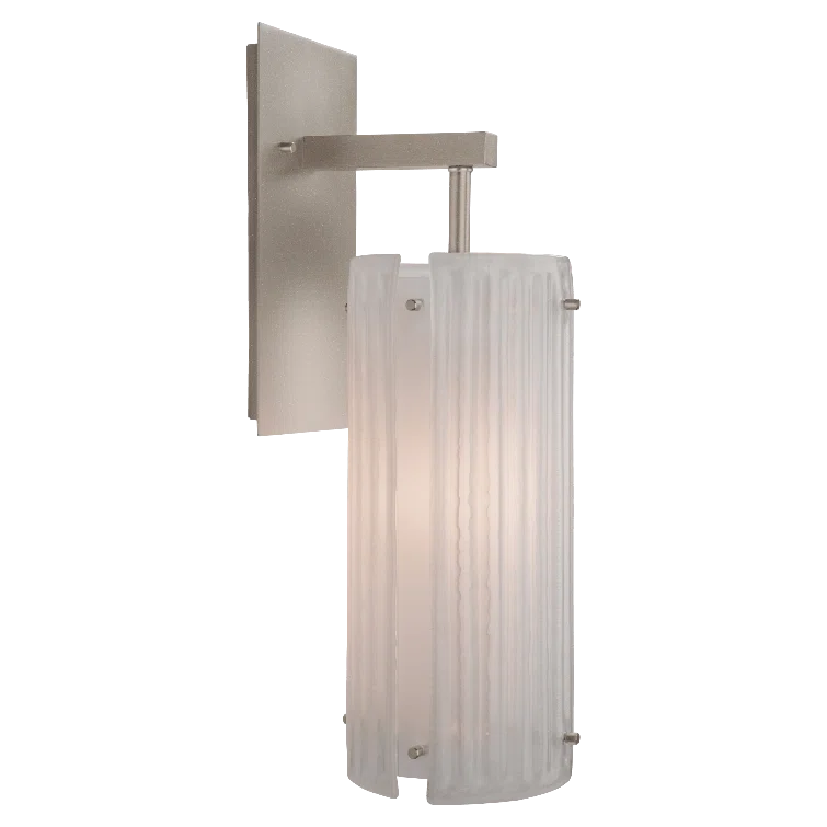 Textured Glass Arm Cylinder Sconce