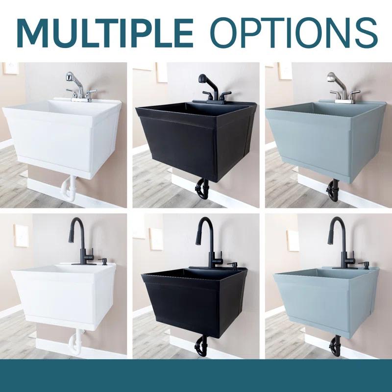 Utility-Sink 040 US3502BLK 23" L x 24" W Wall Mount Laundry Sink