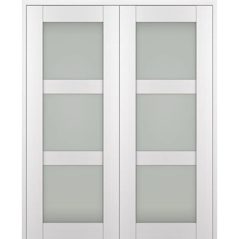 Belldinni Palladio 3 Lite Manufactured Wood and Frosted Glass Interior Double Prehung Door