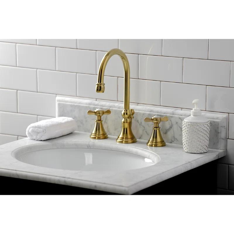 Kingston Brass Kingston Brass Essex Two-Handle 3-Hole Deck Mount Widespread Bathroom Faucet with Brass Pop-Up Drain KS2987BEX