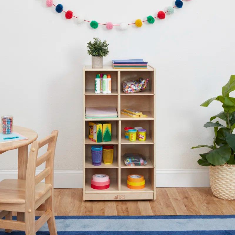 ECR4Kids ECR4Kids Streamline 10 Cubby Tray Cabinet 5x2, Classroom Furniture