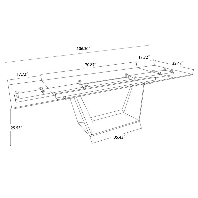 Davee Extendable Glass Top Solid Wood Base Dining Table