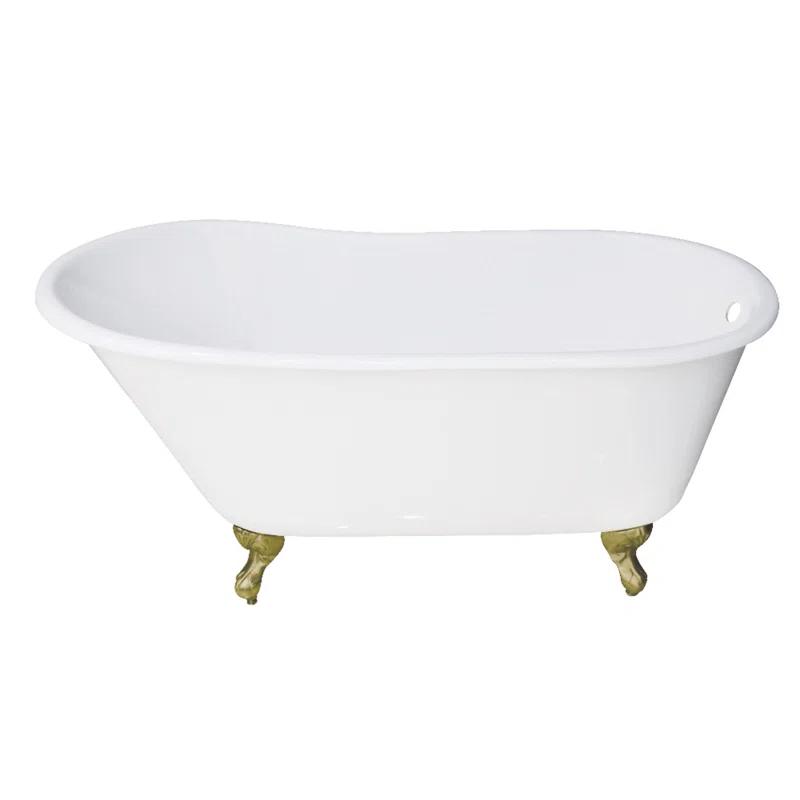 Kingston Brass Kingston Brass Aqua Eden 53-Inch Cast Iron Oval Single Slipper Clawfoot Tub (No Faucet Drillings) VCTND5328NT7