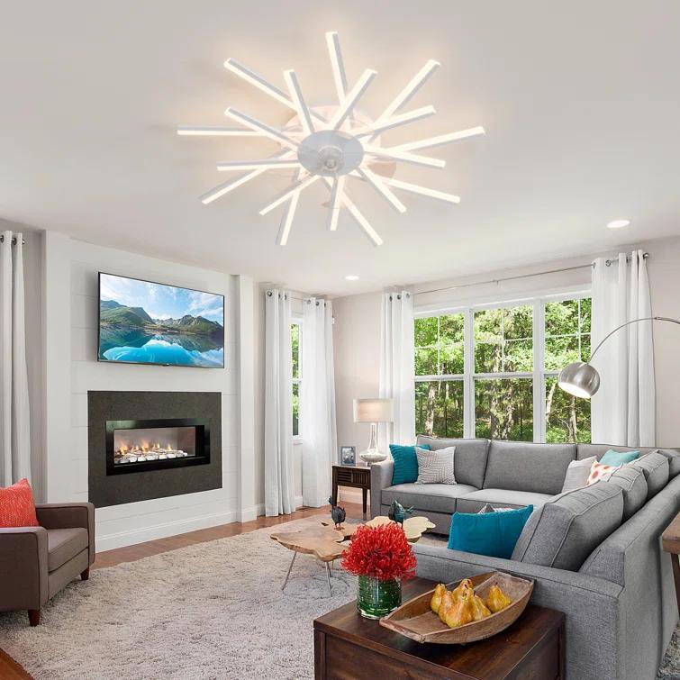 Orren Ellis 36'' 5 - Blade Dimmable LED Ceiling Fan with Remote Control and APP