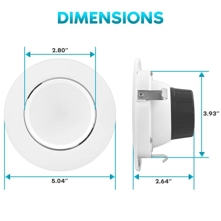 Luxrite 4" Selectable CCT Remodel IC Gimbal LED Retrofit Recessed Lighting Kit LR23233-12PK