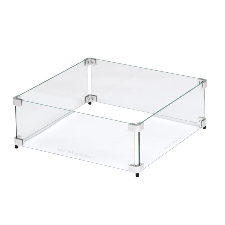 Celestial Fire Glass Square Fire Pit Wind Guard