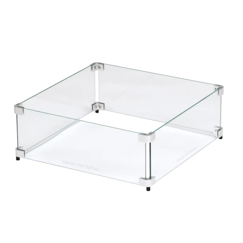 Celestial Fire Glass Square Fire Pit Wind Guard