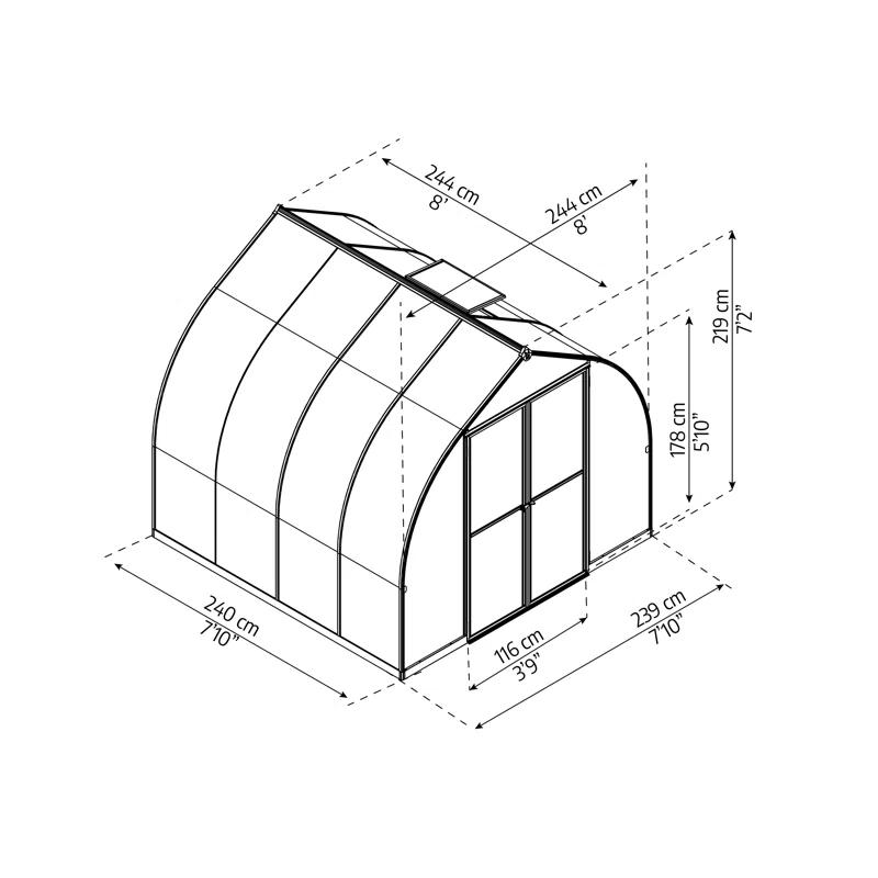 Palram - Canopia Bella 8 ft W Greenhouse