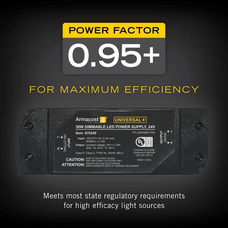 Armacost Lighting Universal+ Dimmable LED Driver 24V DC, Electronic Transformer ELV/MLV/TRIAC 870240