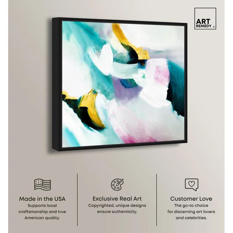 Art Remedy Art Remedy Still Violas Framed Blue Abstract 1 Piece Canvas Wall Art 56586