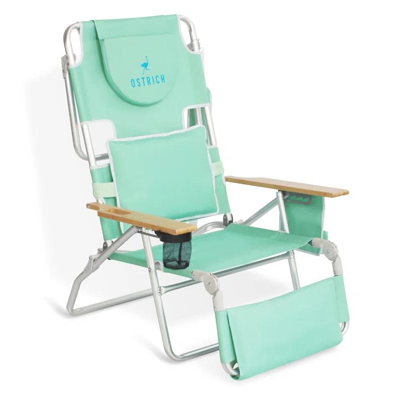 Ostrich Ostrich Deluxe Padded Lightweight Portable Adjustable Outdoor Reclining Folding Chair with Footrest