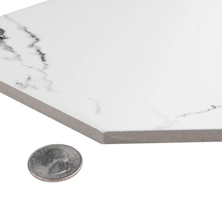 Timeless Calacatta Kayak 6-1/2" x 12-1/2" Porcelain Stone Look Wall & Floor Tile