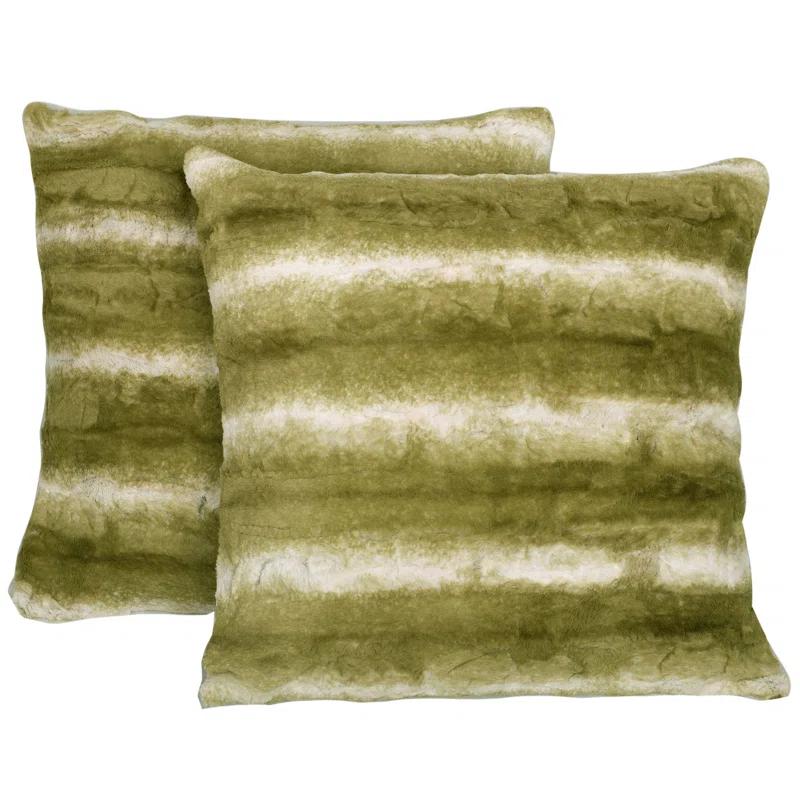 Home Soft Things Brushed Stripe Striped Faux Fur Pillow Cover (Set of 2)