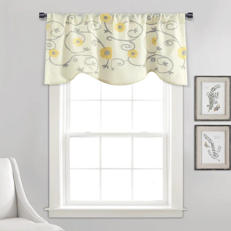 Lush Decor Floral Scalloped 42'' W Window Valance