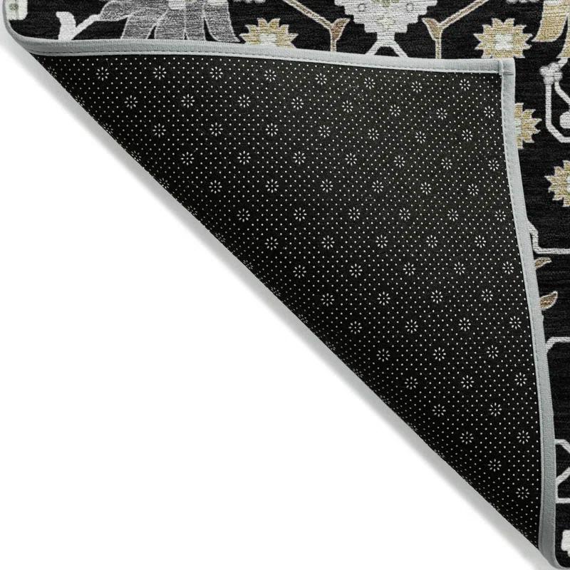Machine Washable Indoor/Outdoor Chayden ACN1009 Black 1'8" x 2'6" Rug