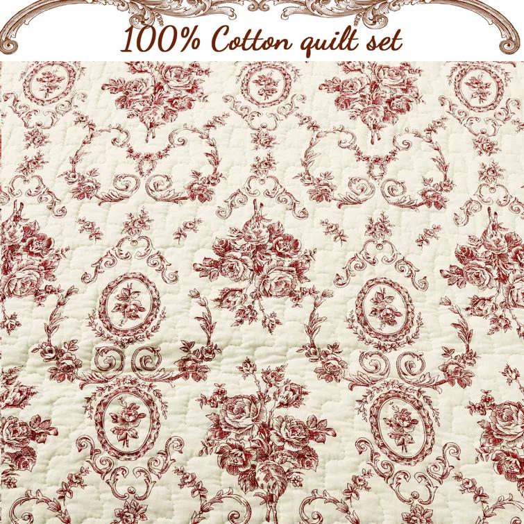 Cozy Line Home Fashion French Medallion Farmhouse / Country Cotton Medallion Quilt Set