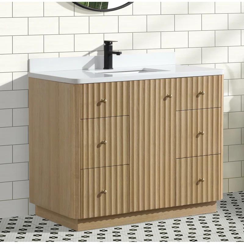 Ari Kitchen & Bath La Jolla 42'' Single Bathroom Vanity With Engineered Stone Top