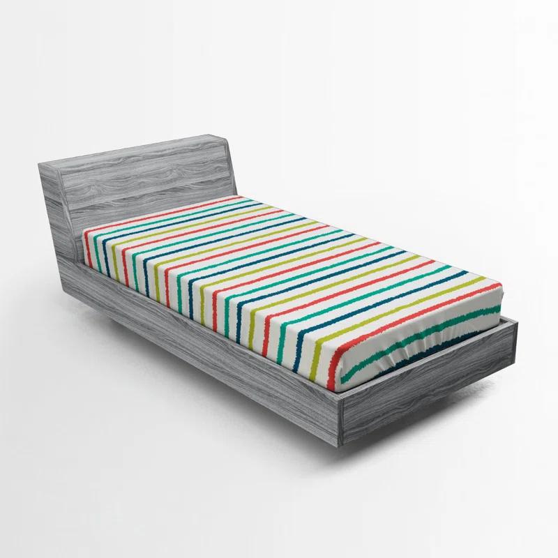 Ambesonne Microfiber Striped Fitted Sheet