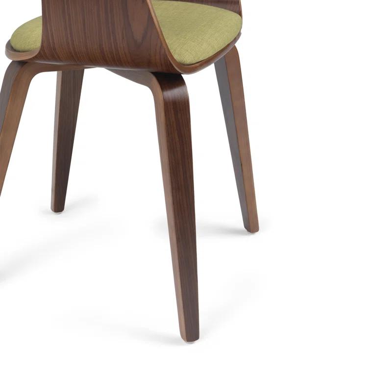 Lowell Bentwood Upholstered Dining Chair with Curved Backrest in Mid-Century Modern Style
