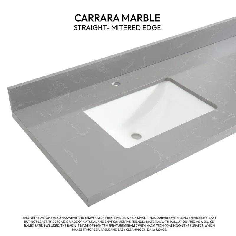 Vinnova Malaga 73'' Stone Double Bathroom Vanity Top with Sink