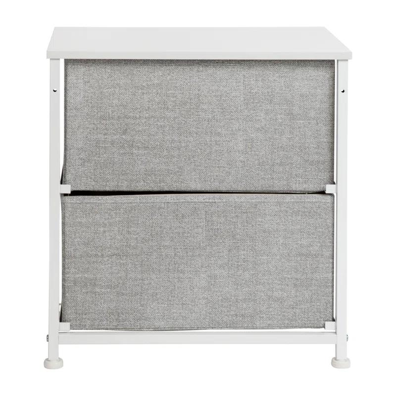 Flash Furniture Malone 2 Drawer Storage Stand with Wood Top & Fabric Pull Drawers