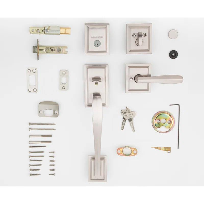 Baldwin 180TPHXTOL15SLBSMTCP Prestige Torrey Pines Handleset with Single Cylinder Deadbolt and Torrey Door Lever and Torrey Rosette
