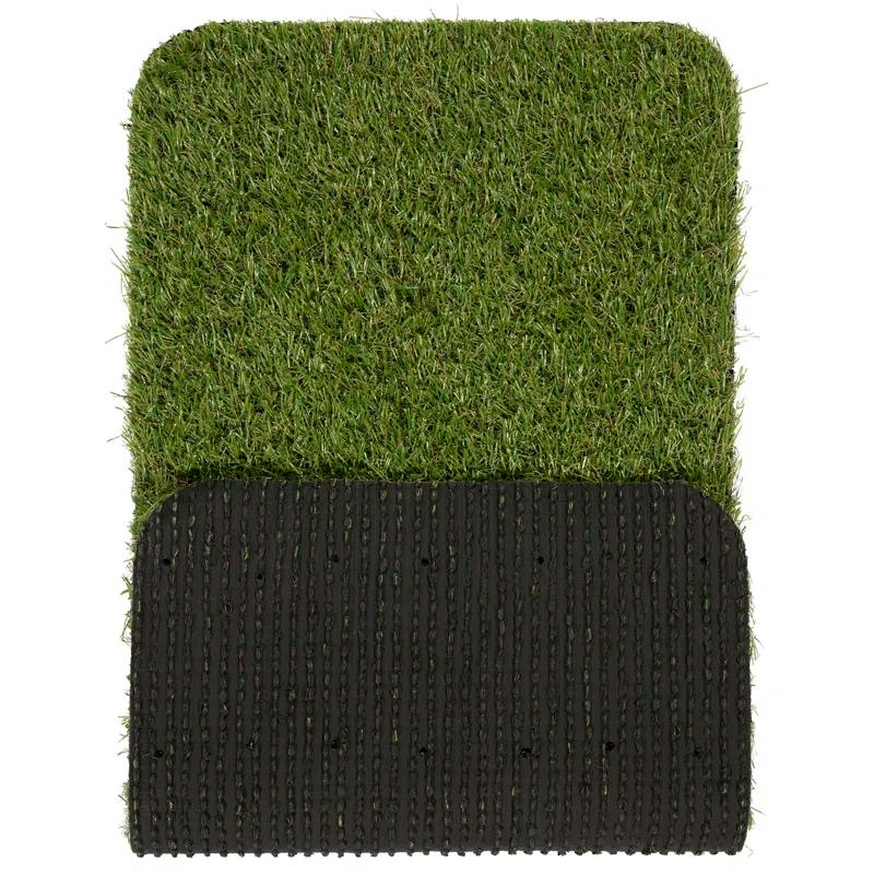 Ottomanson Pet Training Non-Slip Indoor/Outdoor Tray with Reusable Grass Pad