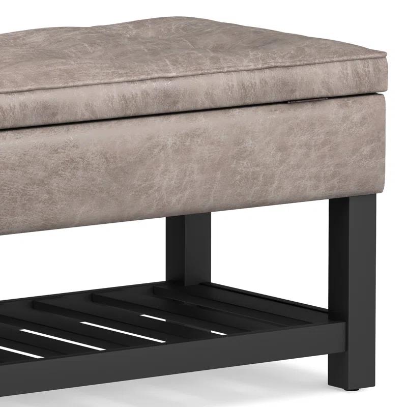 Simpli Home Cosmopolitan 44"W Transitional Tufted Storage Ottoman Bench with Lift Top
