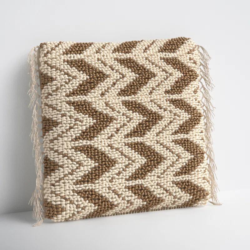 Oakleaf Chevron Polyester,Wool,Cotton Blend Throw Pillow