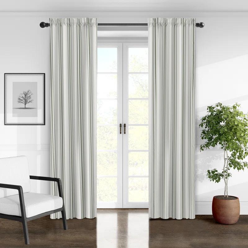 6ix Tailors Fine Linens August Stripe Rod Pocket Drapery Panels - Pair