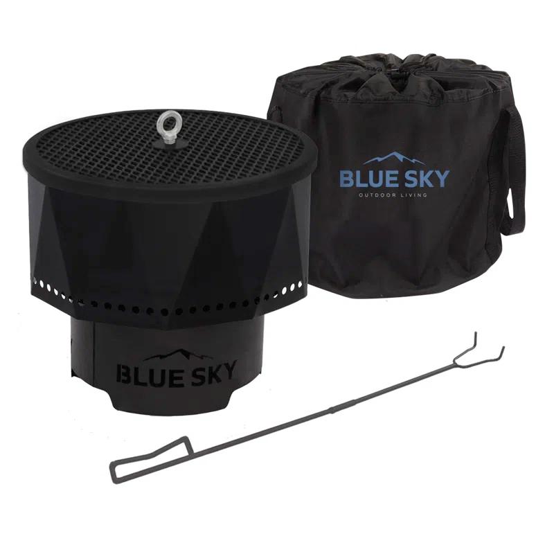 Blue Sky Outdoor Living Round Steel Wood Burning Smokeless Fire Pit