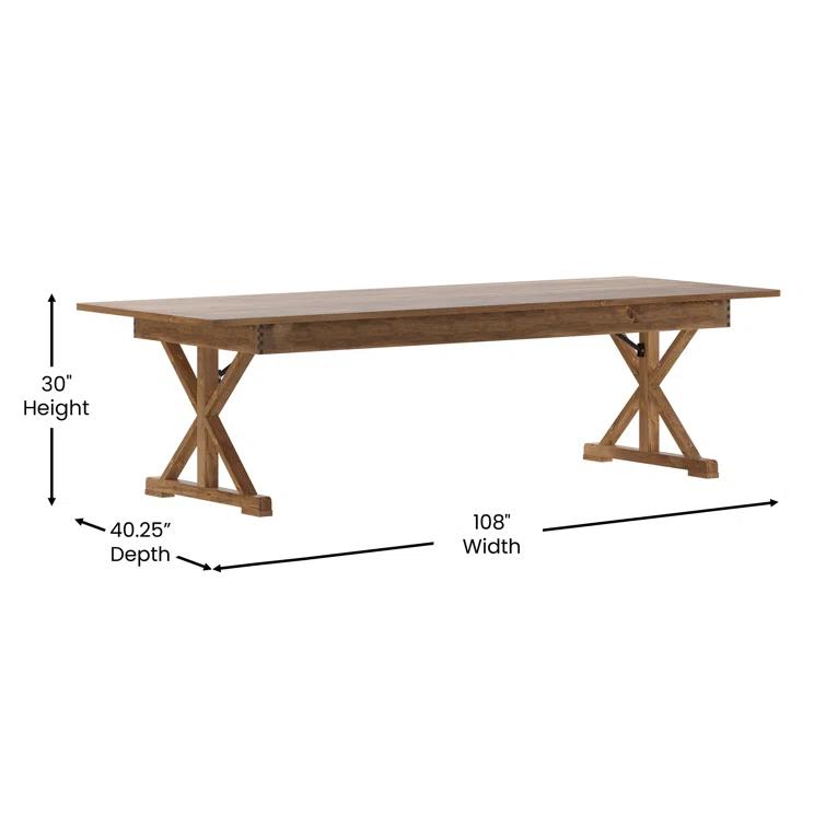 Flash Furniture Eternity Rectangular Solid Pine Farm Dining Table with Folding X-Style Legs & Reviews | Wayfair