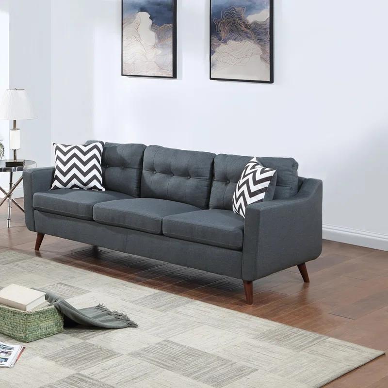 WANDINGT Modern Sofa Cozy Sofa Loveseat W Pillows 2Pc Sofa Set  Polyfiber Couch Tufted Cushions Living Room