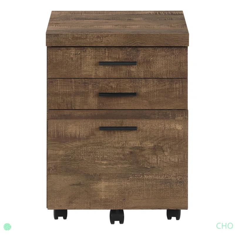 Millwood Pines File Cabinet, Rolling Mobile, Storage Drawers, Printer Stand, Office, Work, Brown Laminate, Contemporary, Modern