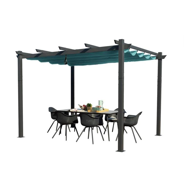 Kozyard Atlantics Outdoor Retractable Pergola with Sun Shade Canopy 10' x 13'