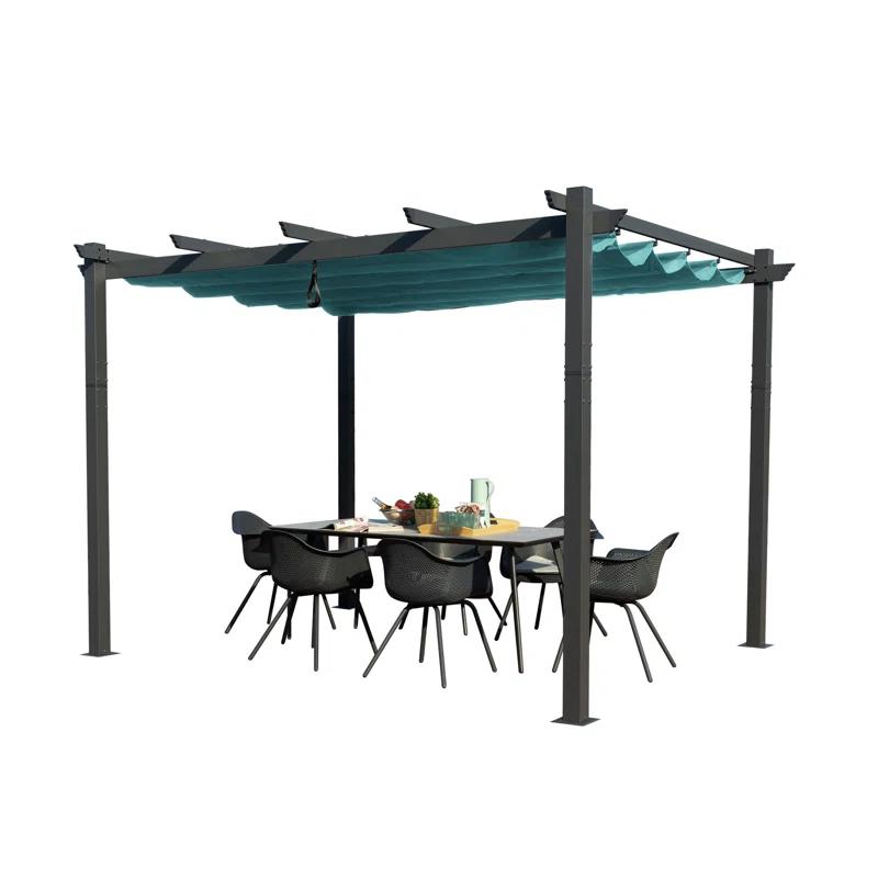 Kozyard Atlantics Outdoor Retractable Pergola with Sun Shade Canopy 10' x 13'
