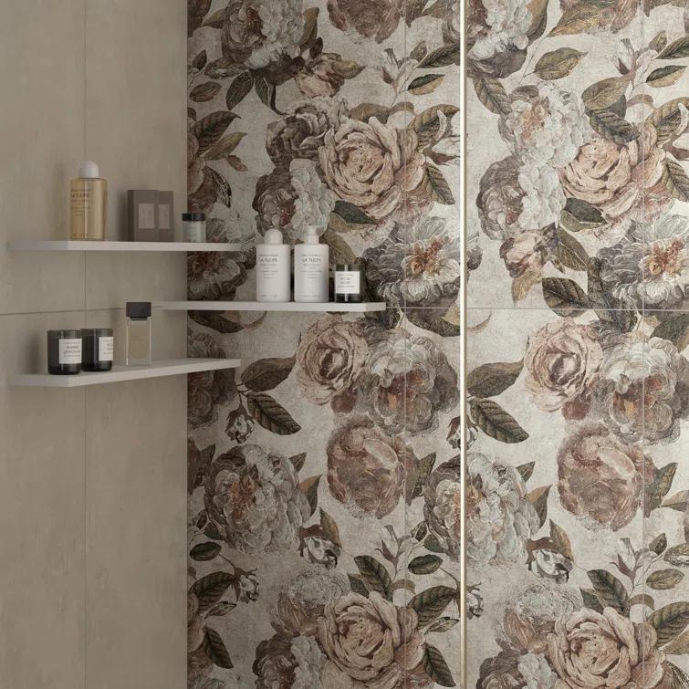 Merola Tile Parete Fiori 24" x 47" Porcelain Natural / Floral Wall & Floor Tile