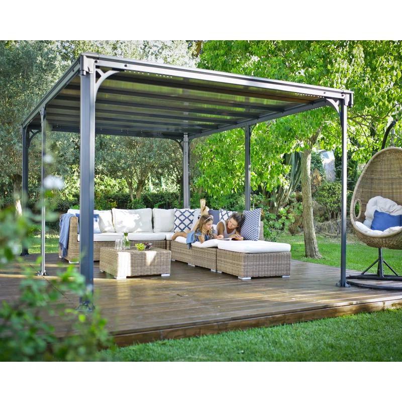 Canopia Canopia - Milano Aluminum Flat Top Gazebo with Polycarbonate Roof Panels – Durable Modern Outdoor Patio Shelter