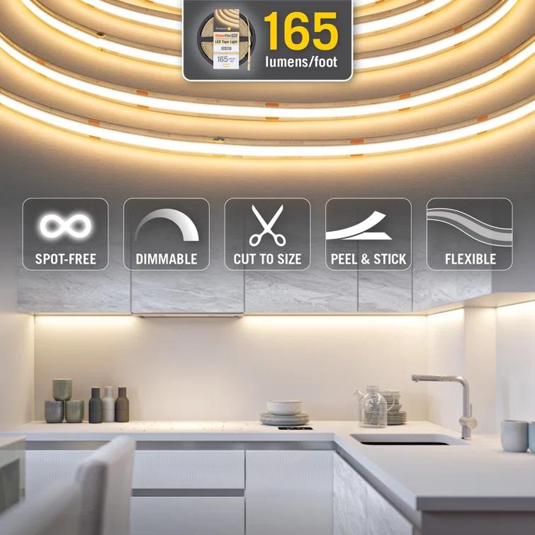 Armacost Lighting RibbonFlex Pro 24V White COB LED Strip Light Tape 3000K, 165 Lumens/Ft, 2.5M 171210