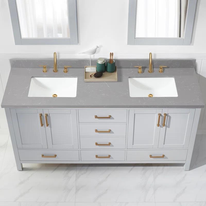 Vinnova Jaen 73'' Stone Double Bathroom Vanity Top with Sink